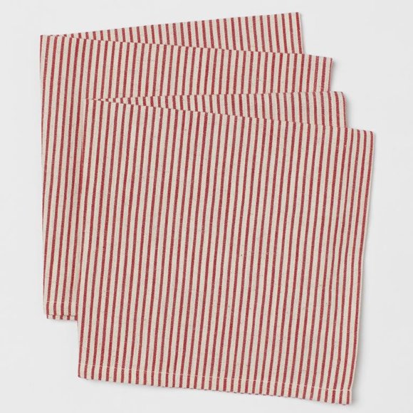 H&M 2-pack Red Striped Linen-blend Napkins - Picture 2 of 3